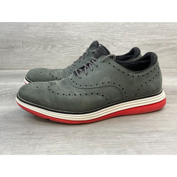 Cole Haan ØriginalGrand Men's 13 Green Oxford Suede Leather Dress Shoes Wingtip - Picture 3 of 12